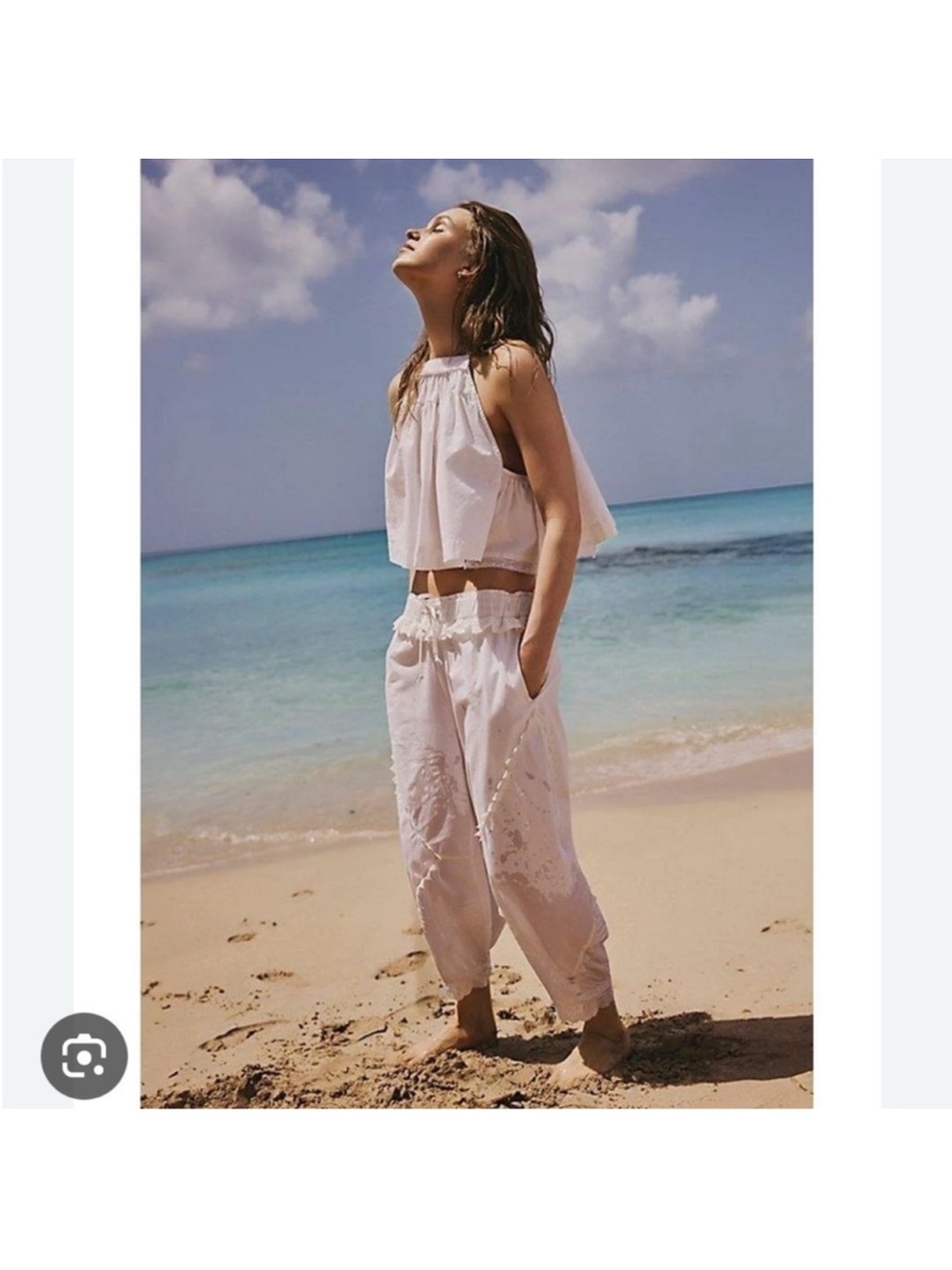Free People White Cropped Boho Harem Pants